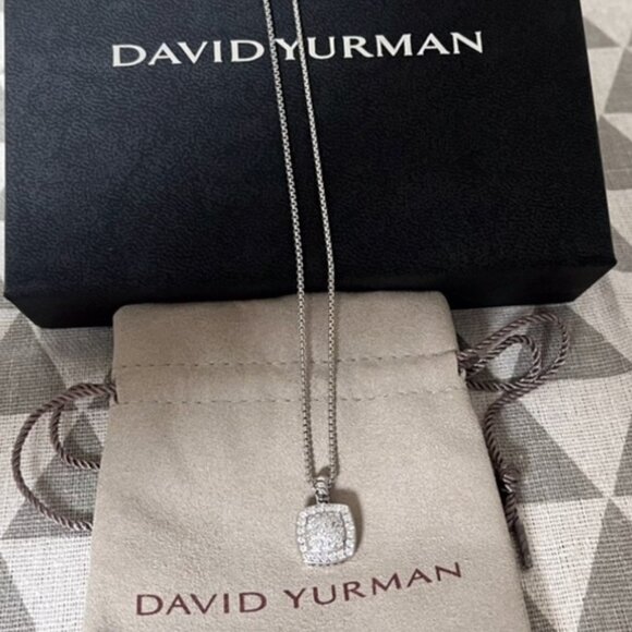David Yurman Silver Necklace with Diamond Pendant - Picture 1 of 6